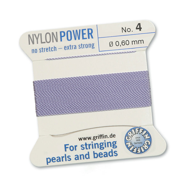 Griffin NylonPower Cord 2m 1 Needle - Size 4 Lilac