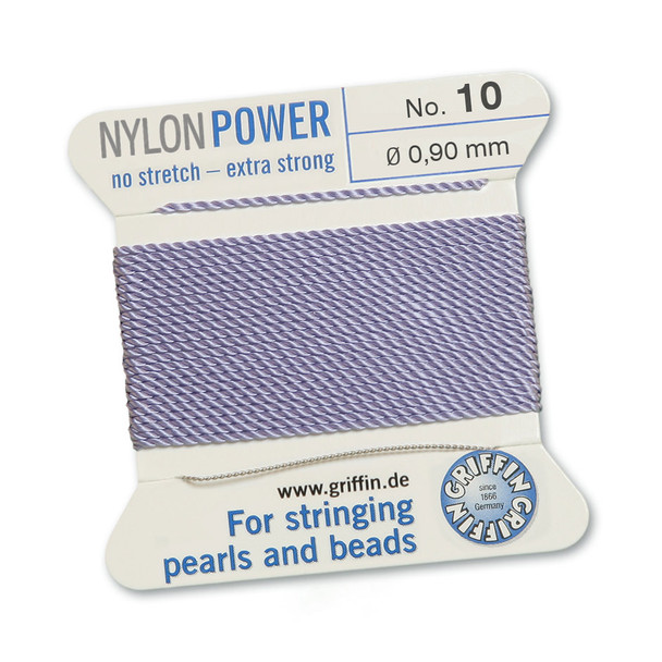 Griffin NylonPower Cord 2m 1 Needle - Size 10 Lilac