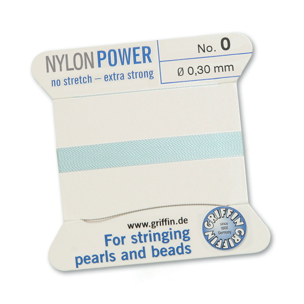 Griffin NylonPower Cord 2m 1 Needle - Size 0 Turquoise