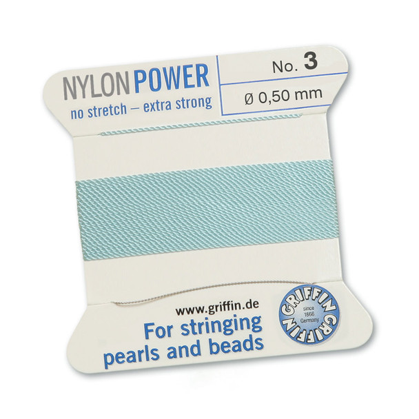 Griffin NylonPower Cord 2m 1 Needle - Size 3 Turquoise