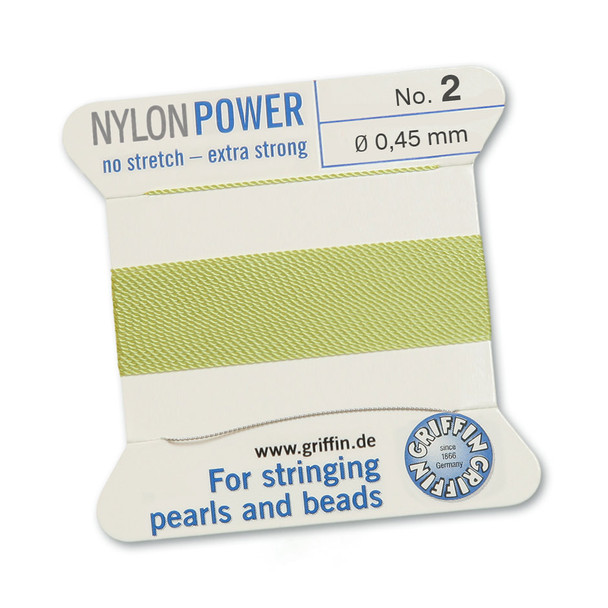 Griffin NylonPower Cord 2m 1 Needle - Size 2 Jade Green
