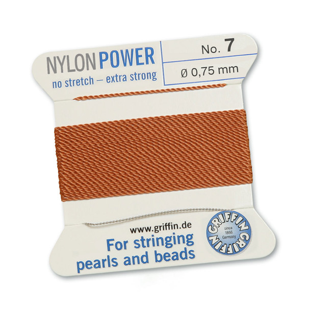 Griffin NylonPower Cord 2m 1 Needle - Size 7 Cornelian