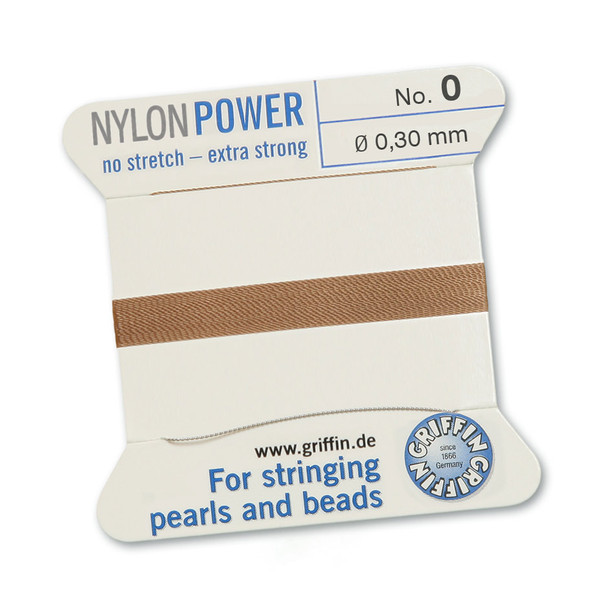 Griffin NylonPower Cord 2m 1 Needle - Size 0 Beige