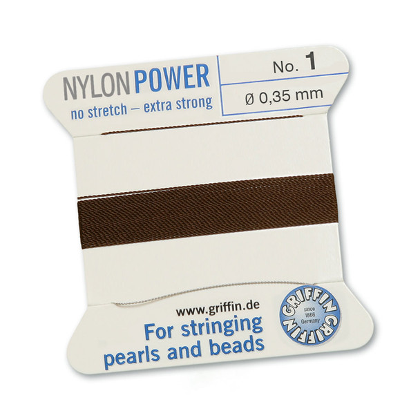 Griffin NylonPower Cord 2m 1 Needle - Size 1 Brown