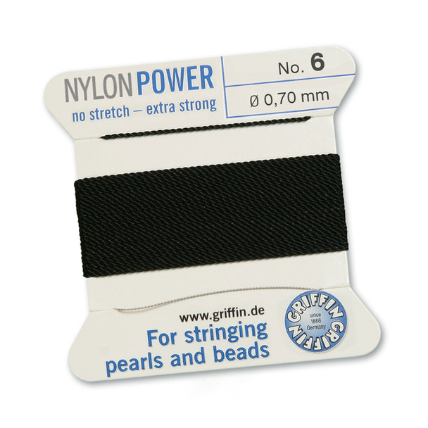 Griffin NylonPower Cord 2m 1 Needle - Size 6 Black