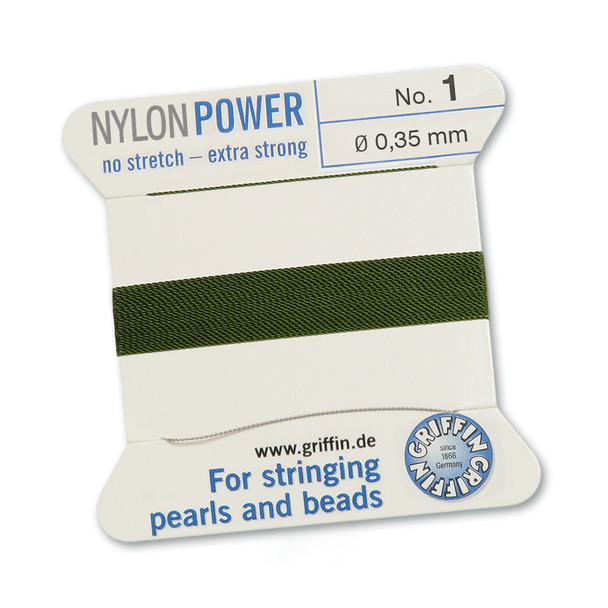 Griffin NylonPower Cord 2m 1 Needle - Size 1 Olive