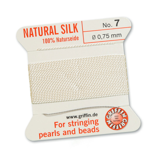 Griffin 100 % Natural Silk 2m 1 needle  - Size 7 white