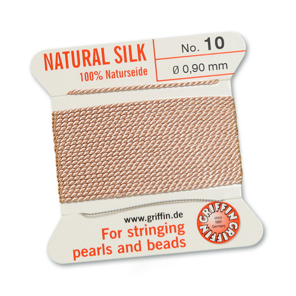 Griffin 100 % Natural Silk 2m 1 needle  - Size 10 light pink