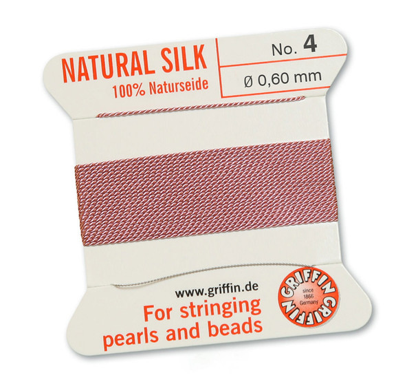 Griffin 100 % Natural Silk 2m 1 needle  - Size 4 dark pink