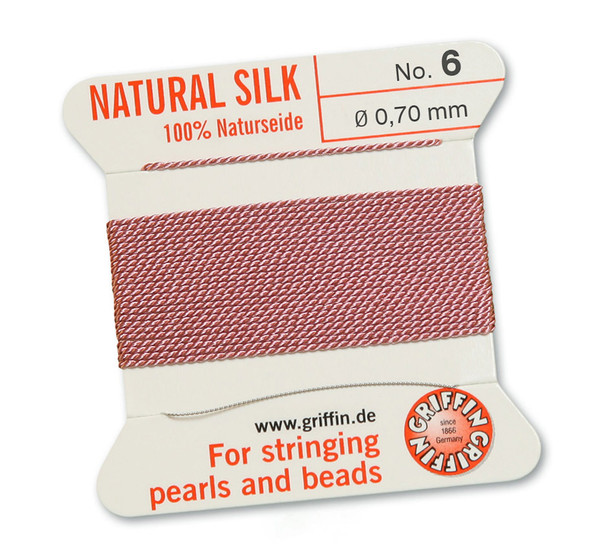 Griffin 100 % Natural Silk 2m 1 needle  - Size 6 dark pink