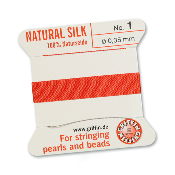 Griffin 100 % Natural Silk 2m 1 needle  - Size 1 coral