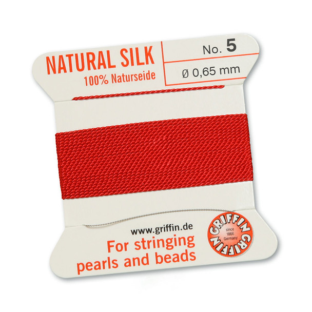 Griffin 100 % Natural Silk 2m 1 needle  - Size 5 red