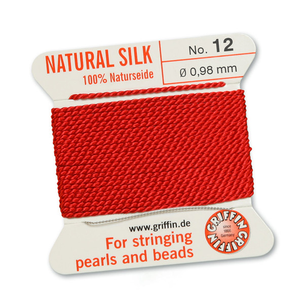 Griffin 100 % Natural Silk 2m 1 needle  - Size 12 red