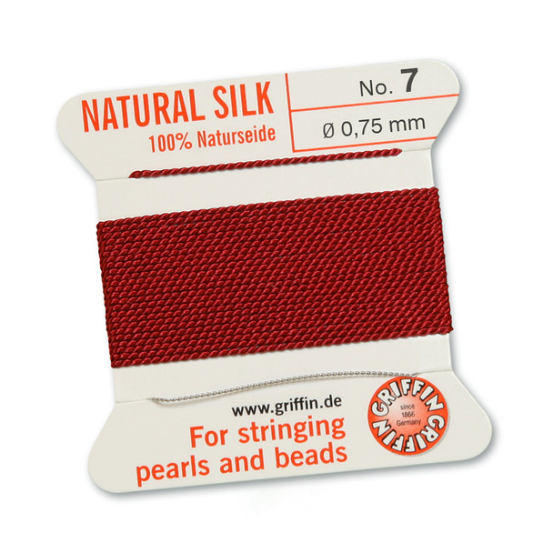 Griffin 100 % Natural Silk 2m 1 needle  - Size 7 garnet