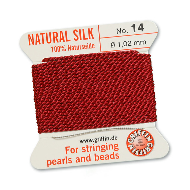 Griffin 100 % Natural Silk 2m 1 needle  - Size 14 garnet