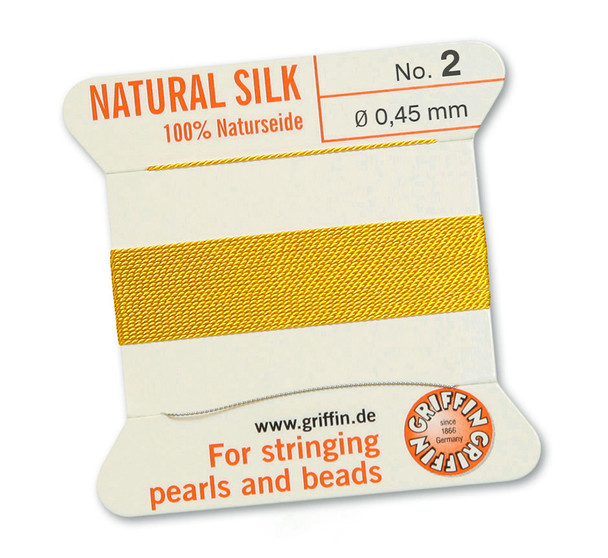 Griffin 100 % Natural Silk 2m 1 needle  - Size 2 yellow