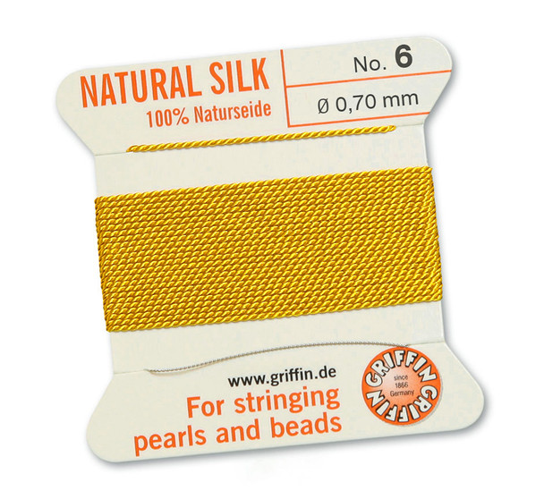 Griffin 100 % Natural Silk 2m 1 needle  - Size 6 yellow