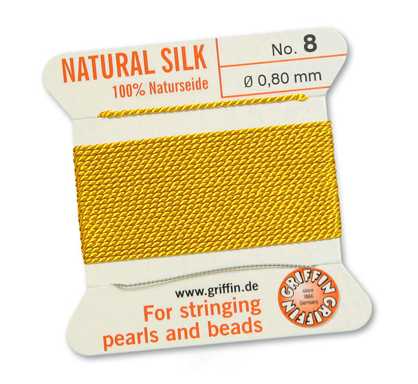 Griffin 100 % Natural Silk 2m 1 needle  - Size 8 yellow