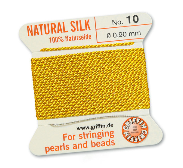 Griffin 100 % Natural Silk 2m 1 needle  - Size 10 yellow