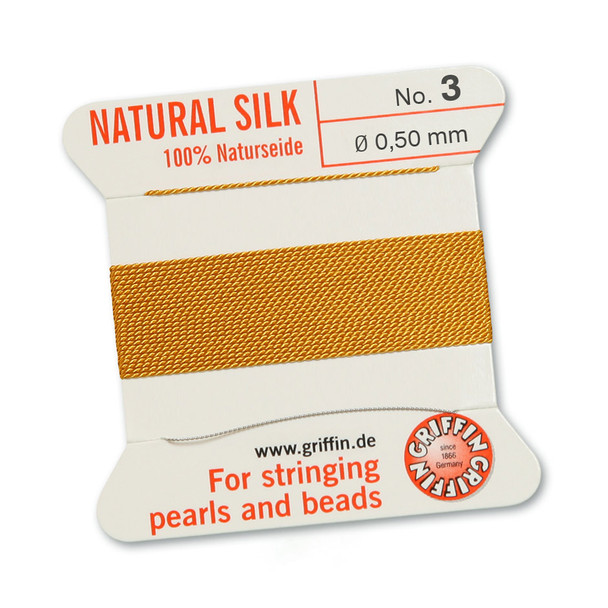 Griffin 100 % Natural Silk 2m 1 needle  - Size 3 amber