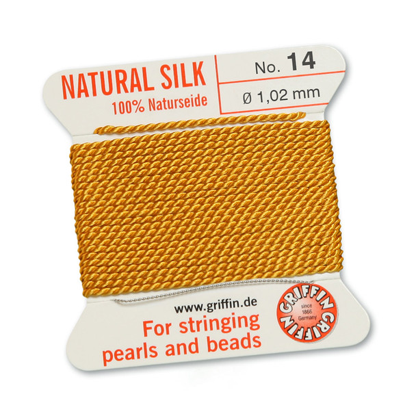 Griffin 100 % Natural Silk 2m 1 needle  - Size 14 amber