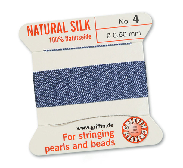 Griffin 100 % Natural Silk 2m 1 needle  - Size 4 blue