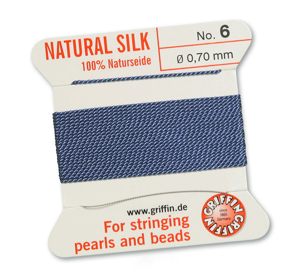 Griffin 100 % Natural Silk 2m 1 needle  - Size 6 blue