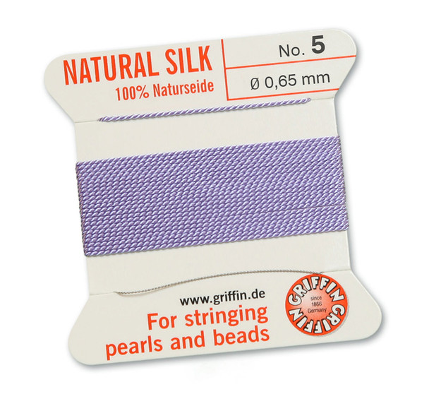 Griffin 100 % Natural Silk 2m 1 needle  - Size 5 lilac