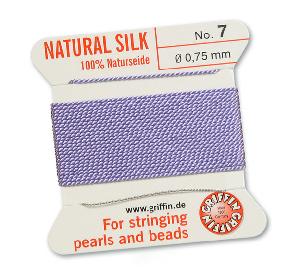 Griffin 100 % Natural Silk 2m 1 needle  - Size 7 lilac