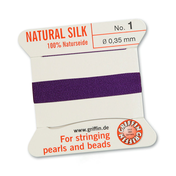 Griffin 100 % Natural Silk 2m 1 needle  - Size 1 amethyst