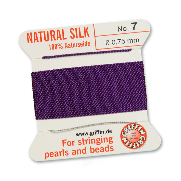 Griffin 100 % Natural Silk 2m 1 needle  - Size 7 amethyst