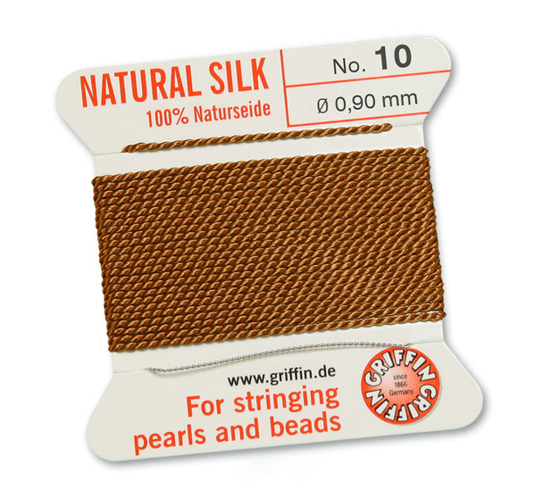 Griffin 100 % Natural Silk 2m 1 needle  - Size 10 cornelian