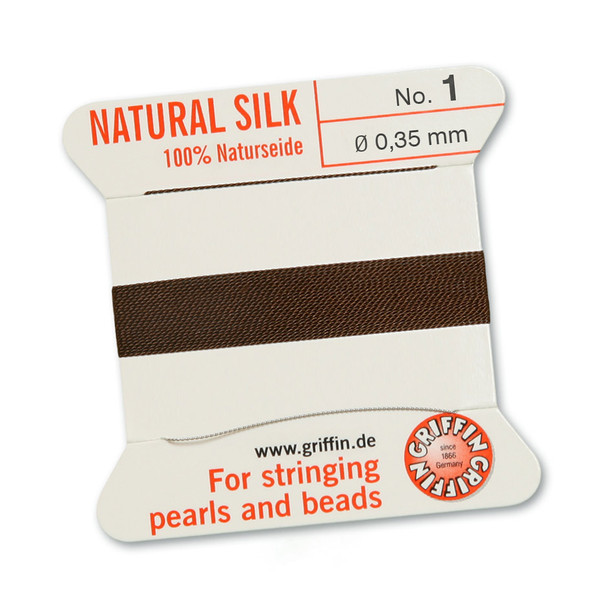 Griffin 100 % Natural Silk 2m 1 needle  - Size 1 brown