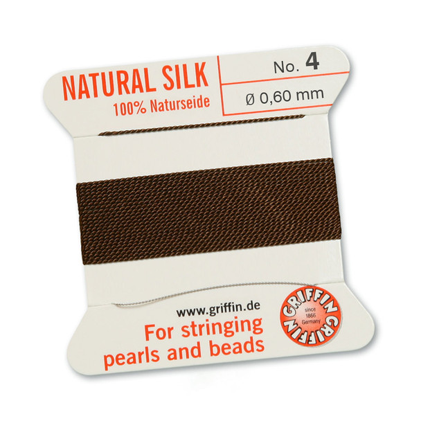 Griffin 100 % Natural Silk 2m 1 needle  - Size 4 brown