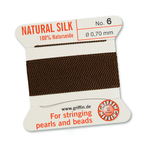 Griffin 100 % Natural Silk 2m 1 needle  - Size 6 brown