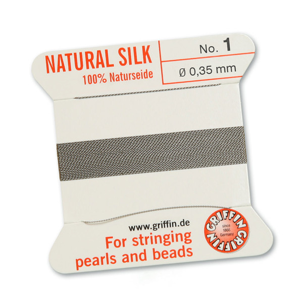 Griffin 100 % Natural Silk 2m 1 needle  - Size 1 grey