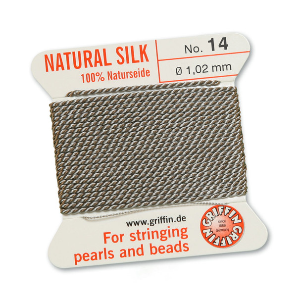 Griffin 100 % Natural Silk 2m 1 needle  - Size 14 grey