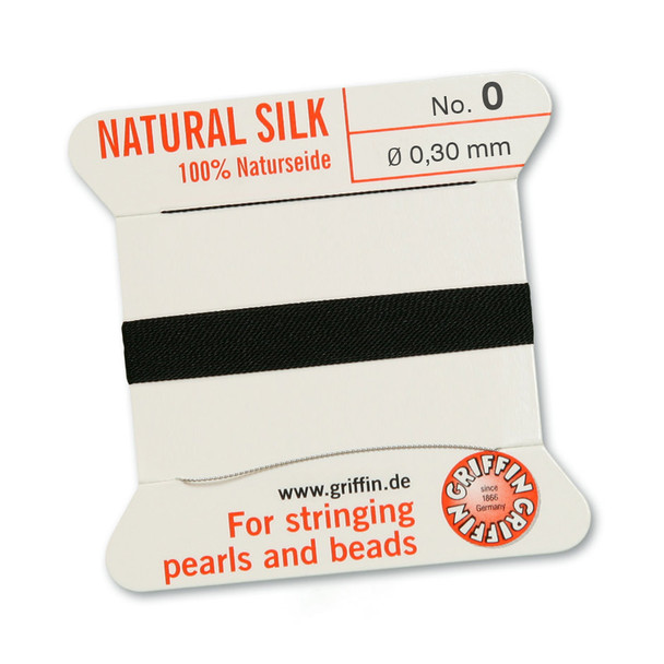 Griffin 100 % Natural Silk 2m 1 needle  - Size 0 black