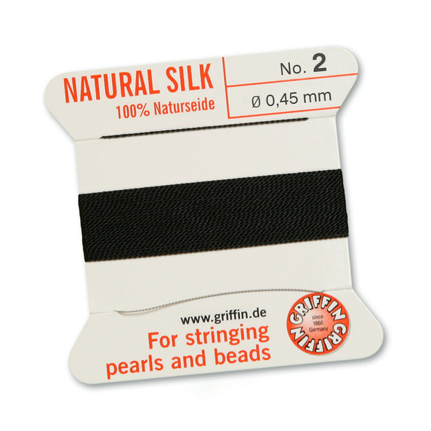 Griffin 100 % Natural Silk 2m 1 needle  - Size 2 black