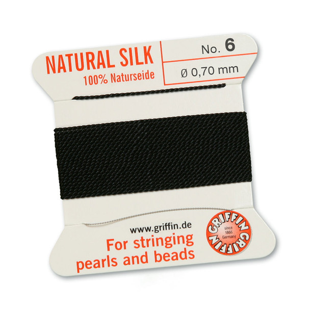 Griffin 100 % Natural Silk 2m 1 needle  - Size 6 black