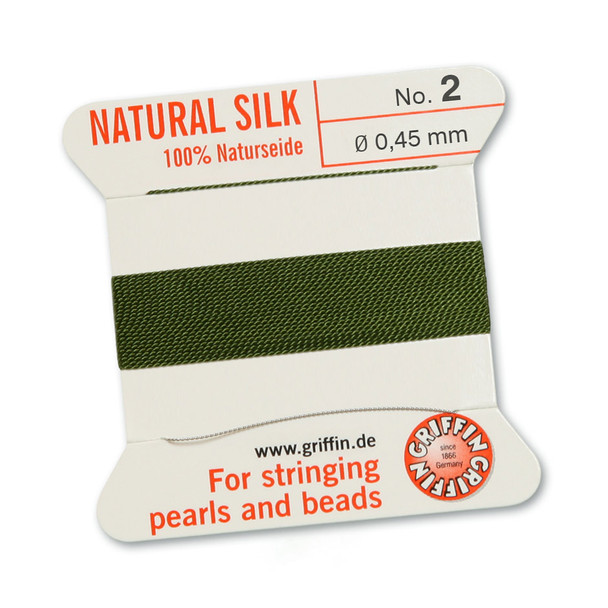 Griffin 100 % Natural Silk 2m 1 needle  - Size 2 olive