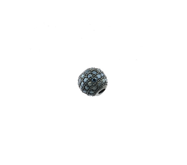 6mm Microset Black CZ Round Beads (Black Rhodium Plated)