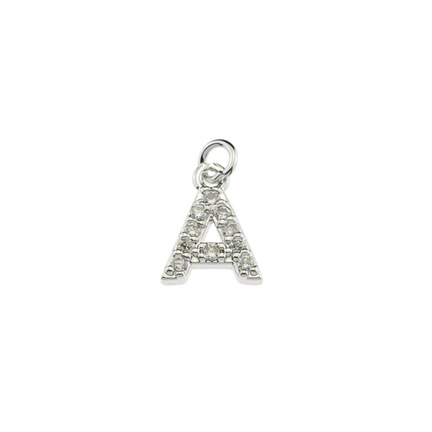 13mm Microset White CZ Letter A (Rhodium Plated) - 2/Pack