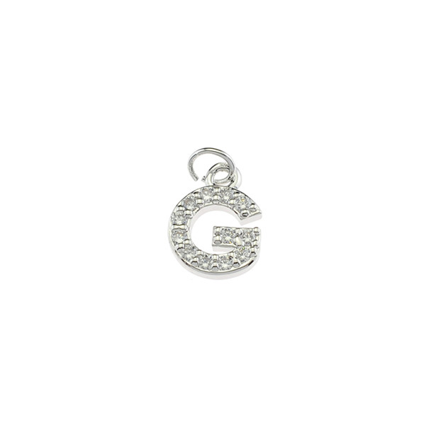 13mm Microset White CZ Letter G (Rhodium Plated) - 2/Pack