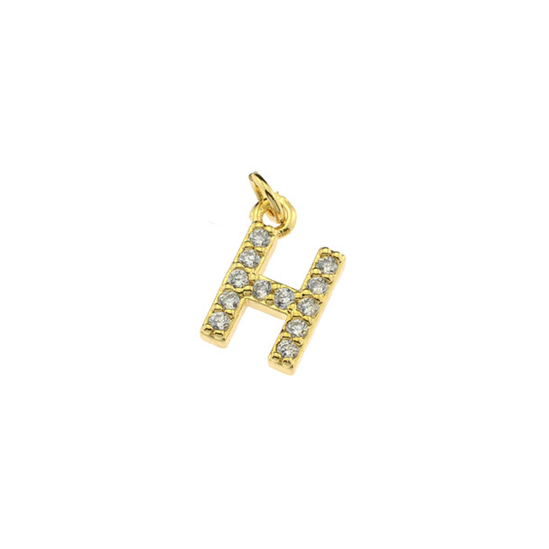 13mm Microset White CZ Letter H (Gold Plated) - 2/Pack