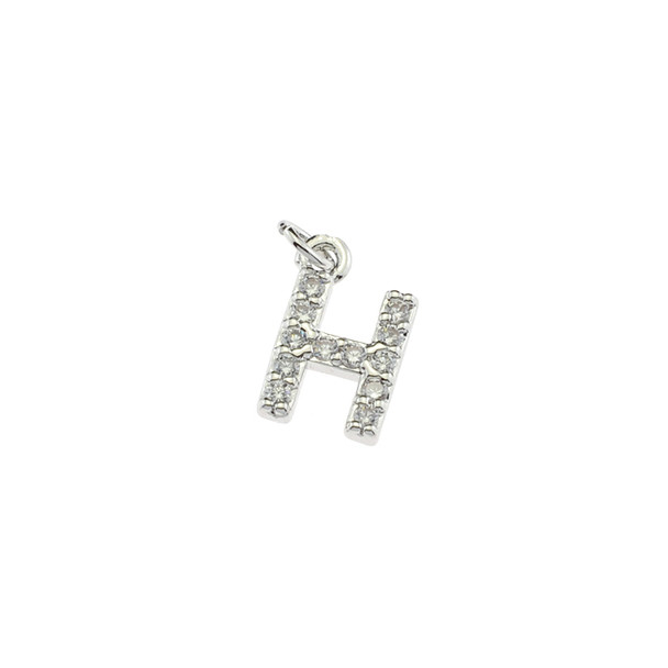 13mm Microset White CZ Letter H (Rhodium Plated) - 2/Pack