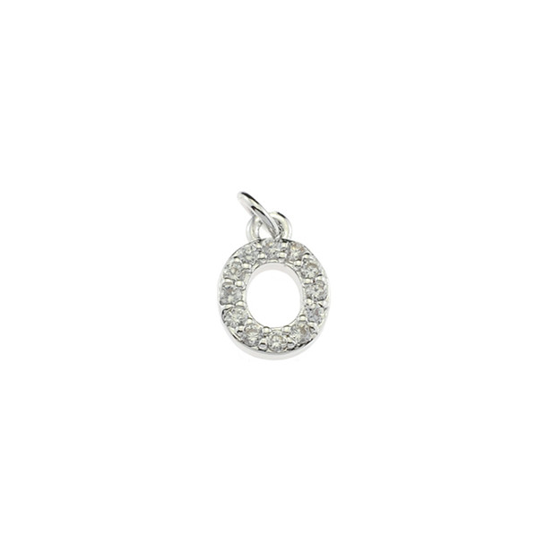 13mm Microset White CZ Letter O (Rhodium Plated) - 2/Pack