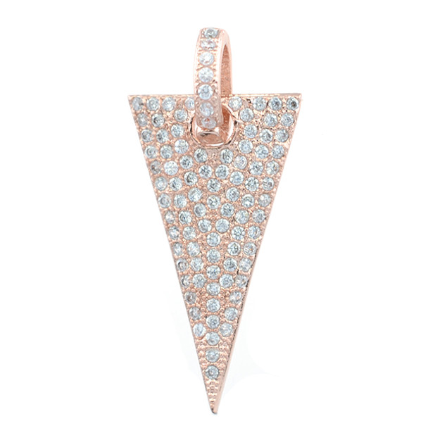 14x30mm Microset White CZ Triangle Charm (Rose Gold Plated)