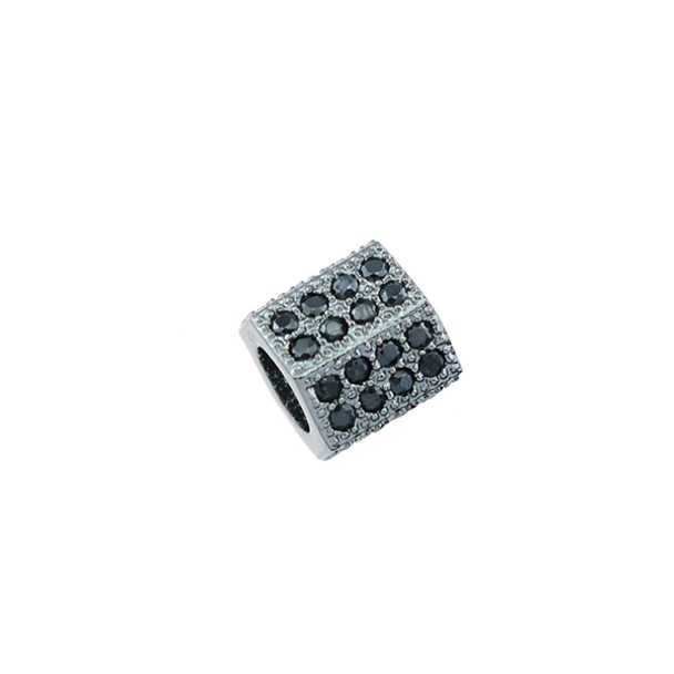 13X13mm Microset Black CZ Hex Tube Spacer (Black Rhodium Plated)