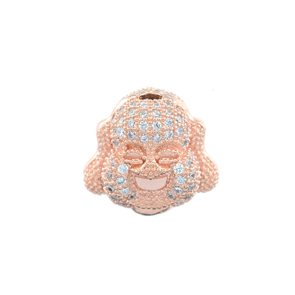 13x15mm Microset White CZ Buddha Head Bead (Rose Gold Plated)